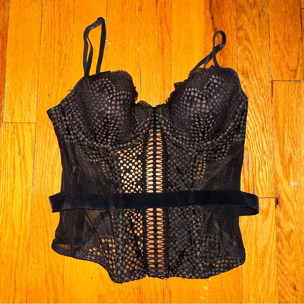 Black Mesh Bustier Top